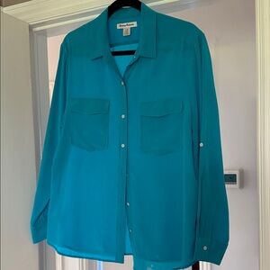 Tommy Bahama 100% silk Teal Blouse